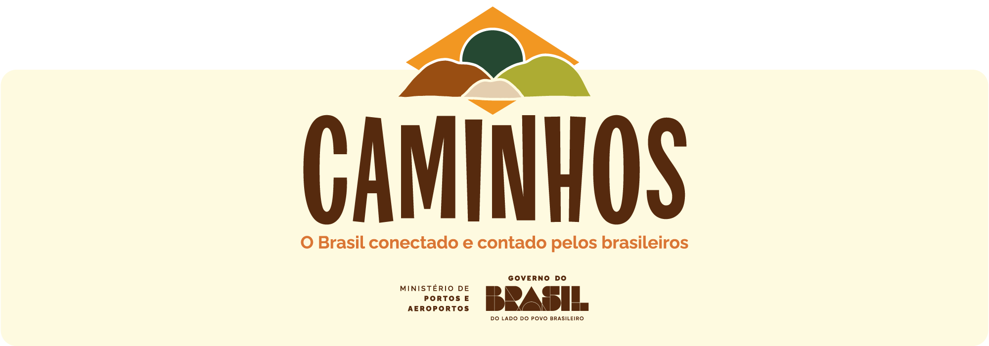 CAMINHOS — O Brasil conectado e contado pelos brasileiros. Ministério de Portos e Aeroportos · Governo do Brasil.